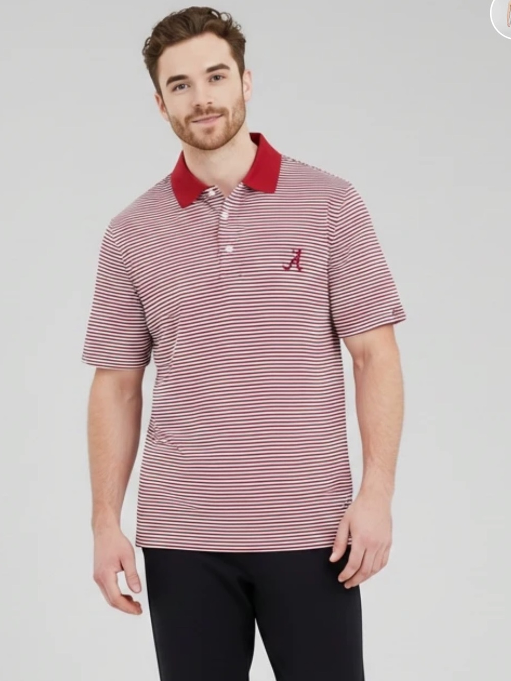 Peter Millar Red & White Striped Alabama Polo, XL